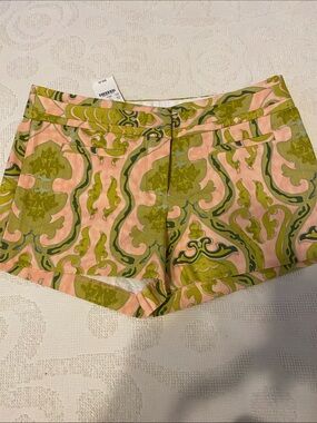 J. Crew Pink and Olive Printed Cotton Blend Shorts